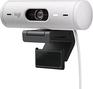 Logitech Brio 500 Full HD Webcam with Auto Light Correction, show Mode, Dual Noise Reduction Mics, Webcam Privacy Cover, Works with Microsoft Teams, Google Meet, Zoom, USB-C Cable, Streaming - White