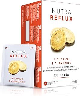 NUTRAREFLUX - Acid Reflux Tea | Digest Tea - Helps Supports Digestion & Balance In The Stomach - Includes Slippery Elm, Fennel & Peppermint - 20 Enveloped Tea Bags - by Nutra Tea - Herbal Tea