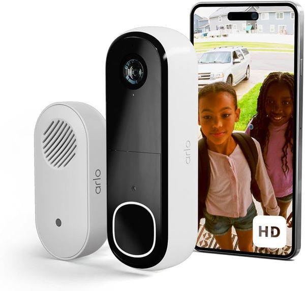 Arlo Full HD Video Doorbell & Ring Chime, Wireless/Battery or Hardwired, 180° Ultra Wide Head-to-Toe View, Smart Motion Detection, Alarm Siren, Night Vision, 12x Zoom, Alexa, Award Winning