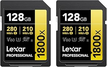 Lexar Gold Series Professional 1800x 128GB UHS-II SDXC Memory Card, 2-Pack