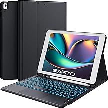 Earto iPad 9th Generation Case with Keyboard, 7 Color Backlit, Multi-Touch Trackpad, Built-in Pencil Holder, 2 Bluetooth Channels, Flip Stand Keyboard Case for iPad 9th/8th/7th Gen 10.2”, Black