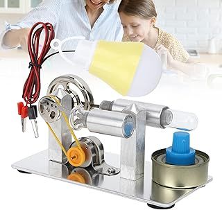 Stirling Engine Generator Kit, Mini Steam Engine Model Kit Stirling Engine Motor Electricity Power Generator Physical Experimental Education Gift for Kids Students