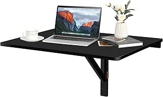 COSTWAY Wall-mounted Drop-leaf Table, Folding Floating Laptop Desk, Space Saving Hanging Table for Study, Bedroom, Bathroom, or Balcony, 80x60CM(Black)