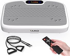 YAMO Vibration Plate Exercise Machine, Vibrating Plate for Lymphatic Drainage & Weight Loss, 5 Programs + 99 Intensity Levels, Vibration Power Plate with Resistance Bands