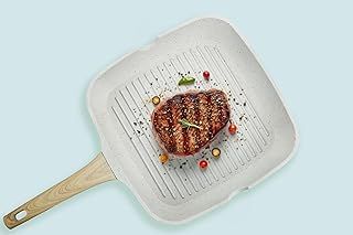 Die-Cast Grill Pan Non Stick - Durable 30cm Aluminium and Stainless Steel Pan for Fast Frying and Grilling with Dynamic Heat Distribution