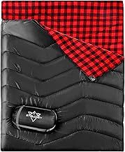 Double Sleeping Bag for Adults Camping, XL Queen Size 2 Person Cotton Flannel Sleeping Bags for All Season Hiking Backpacking, Lightweight Waterproof for Cold Weather & Warm