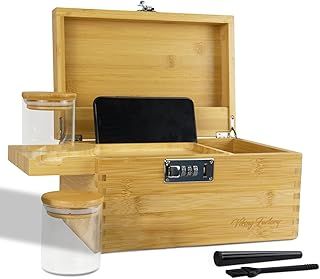 Viking Factory Large Bamboo Box Tray Set with Combination Lock Decorative Box for Home Storage Box -Premium Removable Tray and All Accessories