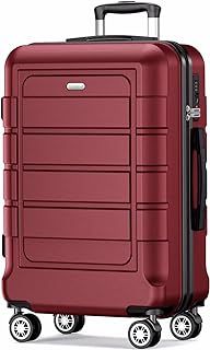 SHOWKOO Suitcase Large 28-Inch Expandable PC+ABS Hard Shell Travel Luggage Lightweight Durable High Capacity with Double Spinner Wheels TSA Lock, 28" Red