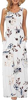 AUSELILY Summer Dresses for Women Casual Sleeveless Ladies Maxi Dress Long with Pockets