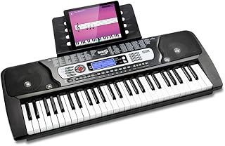 RockJam RJ654 54 Key Keyboard Piano with Power Supply, Sheet Music Stand, Piano Note Stickers & Simply Piano Lessons, Black