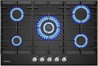 GASLAND GH2805BG1FC Glass Gas Cooktop 5-Burner Gas Hob with Wok Burner, 76 cm Black Glass Stove, Butane Gas Cooker 10,400 Watts, NG/LPG Convertible