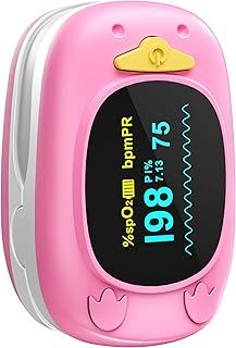 Child Pulse Oximeter, Oxygen Monitor for Kids Baby and Blood Oxygen Saturation Heart Rate Monitor with Automatic Shut-Down, One Directions OLED Display, Include 2 X AAA Batteries