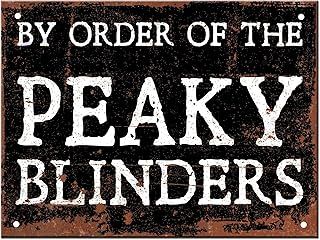 Peaky Blinders Metal Wall Sign - Fixings Included - By Order of the Peaky Blinders - Rustic Plaque Gift Merchandise Merch Man Cave Signs and Accessories 20cm x 15cm Christmas Gifts for Men Picture