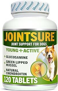 YOUNG & ACTIVE Joint Supplements for Dogs and Puppies - Pack of 120 Tablets - Supports Mobility and Prevents Joint Stiffness - High Levels of Glucosamine & Green Lipped Mussel