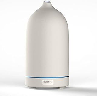 Ceramic Essential Oil Diffuser for Essential Oils Handcrafted Ultrasonic Humidifier 100ml Aromatherapy Diffuser Waterless Auto Shut-Off 4 Timing Set 7 Color Changing LED for Home Office