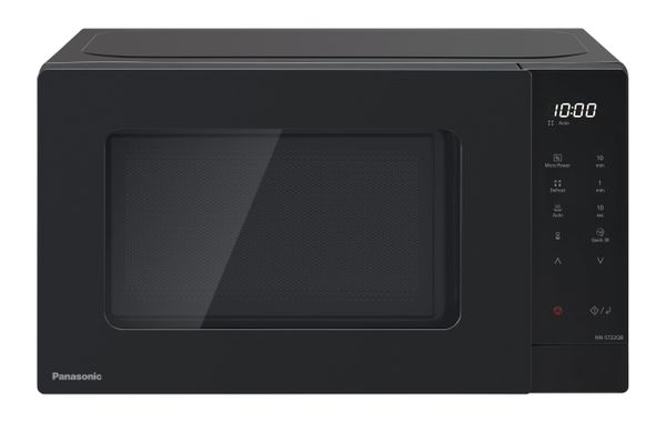 Panasonic NN-ST22QBBPQ 20L Solo Microwave Oven with Glass Tray, 800W, Auto Defrost, 8 Auto Programmes, LED Display, 5 Power Settings, Digital Timer, Black