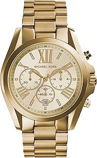 Michael Kors Bradshaw Watch for Women, Chronograph movement with Stainless steel or Leather strap