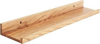IBUYKE Solid Oak Timber Floating Shelf Wall, Creative U-shaped Shelf Display Racks for Living Room, Office, Bedroom, Bathroom, Kitchen, 60cm Wood color RF-GB544