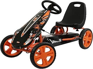 hauck Speedster, Orange - Go Kart for Kids Age 4 to 8 up to 50 kg, Girls & Boy Ride-On Race Car with EVA Tyres, Adjustable Seat, Handbrake, Sturdy Steel Frame
