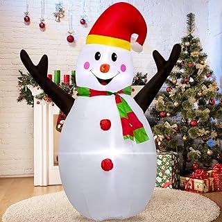 4 Ft Christmas Inflatable snowman: Christmas Hat inflatable Snowman with LED Lights Holiday Yard Decoration for Christmas Indoor Outdoor Decoration