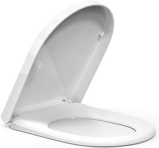 Soft Close Toilet Seat with Quick Release, Simple Top Fixing, Toilet Seats White with Adjustable Stainless Hinges, D Shape/U Shape Toilet Lid Loo Seat