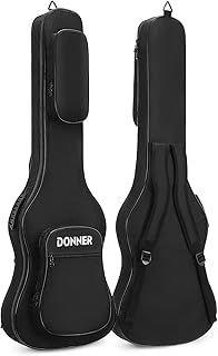 Donner 47 Inch Electric Bass Guitar Bag 10mm/0.4inch Thickness Backpack Soft Solid Electric Bass Guitar Case with Water-Resistant Nonwovens Interior Thicken Sponge Pad, Black