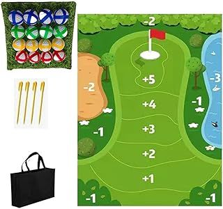 Portable Indoor/Outdoor Golf Game Set Chipping Game Set 180x120cm Golf Training Mat Putting Mat for Adult(J)