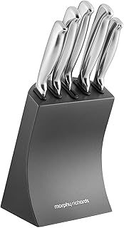 Morphy Richards Accents 974823 5 Piece Knife Block with High Grade Polished Stainless Steel, Titanium