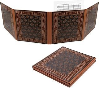 CASEMATIX 4-Panel DM Screen – Faux Leather Embossed GM Screen for Tabletop RPGs, Folding Dungeon Master Screen with Wet-Erase Transparent Pockets for TTRPGs (Inserts Not Included)