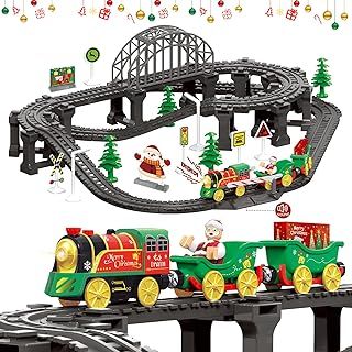 Kids Train Track Toy Set with Variable Track for 2 3 4 5 6 7 Years Old, Toddlers Educational Construction Toys, Electric Train Track Playset, Boys Girls Birthday Gifts