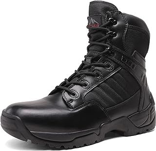 NORTIV 8 Men's Work Boots Side Zipper Mid Ankle Outdoor Motorcycle Combat Bootie