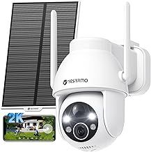 360° PTZ Solar Security Camera Outdoor Wireless, 2K QHD Solar Camera Rechargeable Battery Operated, CCTV Camera with PIR Human Detection, 2.4Ghz WiFi Camera, Sound&Light Alarm, Work with Alexa
