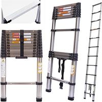 Folding Telescopic Ladder 3.2m 10.5FT Solid Portable Extension Loft Ladder with Double Lock Catch for RV, Attic, Home and Outdoor Work, Max Load 150kg