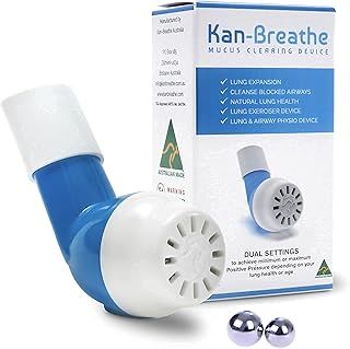 KAN-BREATHE Natural Lung Exerciser & Mucus Removal Device - Naturally Clear Mucus from Airways & Improve Lung Capacity with This Opep Respiratory Breathing Exercise Device - Made in Australia – Blue