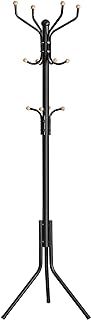 SONGMICS Coat Rack Stand, Coat Tree, Metal Hall Tree, Free Standing, 49 x 182 cm, 12 Hooks, for Clothes, Hats, Bags, Black RCR19B