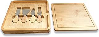 Wooden Cheese Board Gift Set - Charcuterie Platter Serving Tray - Cheeseboard And Knives Set - Hamper Gift Ideal for Cheese Lover - House Warming Gift Wedding Present For Couples
