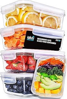 Igluu Meal Prep Glass Containers with Lids | 5 Pack Food Containers | Meal Prep Containers Reusable for Food Storage | Oven Safe Glass Food Containers with Lids Airtight | 840ml