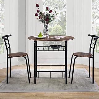 IANIYA Dining Table Set, Small Dining Table and 2 Chairs, Kitchen Table Set, Space-Saving Industrial Style with Storage, Sturdy MDF & PVC