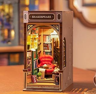 Book Nook Kit Bookstore, DIY Miniature House, Puzzle Model Building Kits with LED Light, Best Home Decor and Gifts for Adults to Build for Christmas