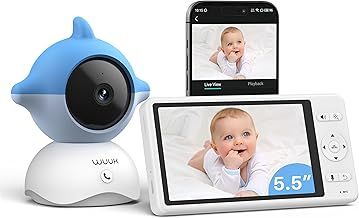 2K Baby Monitor Camera with APP, 5.5" Display with 360° PTZ Color Display Video Baby Monitor, 135° Wide Angle, 3700mAh Battery, Ultra-clear Night Vision, Temper & Humidity Sensor, Cry Detection