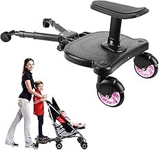Buggy Board with seat, Standing Board, Toddlers Stroller Board Kiddy Board Stable Two Wheel Design with Seat (Pink)