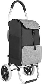 Inateck Shopping Trolley Lightweight Folding Shopping Cart Aluminum Alloy Frame on Big Noiseless Wheels, Detachable Waterproof Bag with Thermal Insulation Compartment, Max Capacity 45kg/41L Black