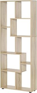 HOMCOM 8-Tier Freestanding Bookcase w/Melamine Surface Anti-Tipping Foot Pads Home Display Storage Grid Stand Bedroom Living Room Furniture Modern Style - Natural
