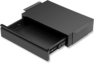 OSteed Large Under Desk Drawer 45cm Metal Black, Pull-out Shelf Organiser, Under Shelf Drawer with Large Slide Extension, Desk Extender Mount Under Flat Wooden Table or Workbench, Normal_Version