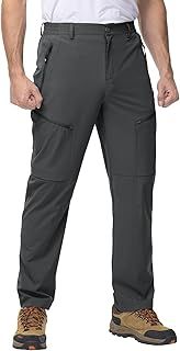 Rdruko Men's Hiking Trousers Walking Outdoor Trousers Lightweight Quick Dry Water Stretch Pants with 5 Pockets Resistant Stret