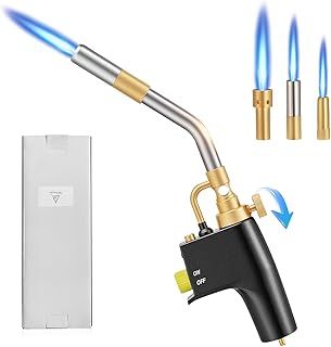 Trsaow MAPP Gas Torch with 3 Nozzles, Heavy Duty, CGA600 MAP/Propane, TUV Certified, for Welding and Barbecue, Adjustable Flame, Safety Lock