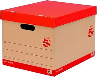 5 Star Office Storage Box for 5 A4 Lever Arch Files Red on Brown [Pack 10]