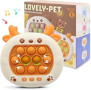 AIPINQI Pop Game Light Up Fidget Toy, Quick Push Game Console, Whack a Mole Games, Decompression Breakthrough Puzzle Pop Games Machine, Multiple Modes Toy for 3+ Years (Deer)