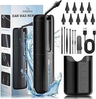 VITCOCO Ear Wax Removal Kit, Electric Water Powered Ear Cleaner for Effective Ear Wax Removal, Ear Irrigation Ear Cleaning Kit with 4 Cleaning Modes,10 Reusable Tips, for Home Use (Black)
