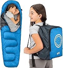 Trail Kids Sleeping Bag Mummy Shape 3 Season Camping 300gsm Boys Girls with Lightweight Rucksack Bag